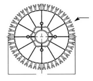 Diagrama de altura da roda de lamelas QuickWood com tiras de 45mm
